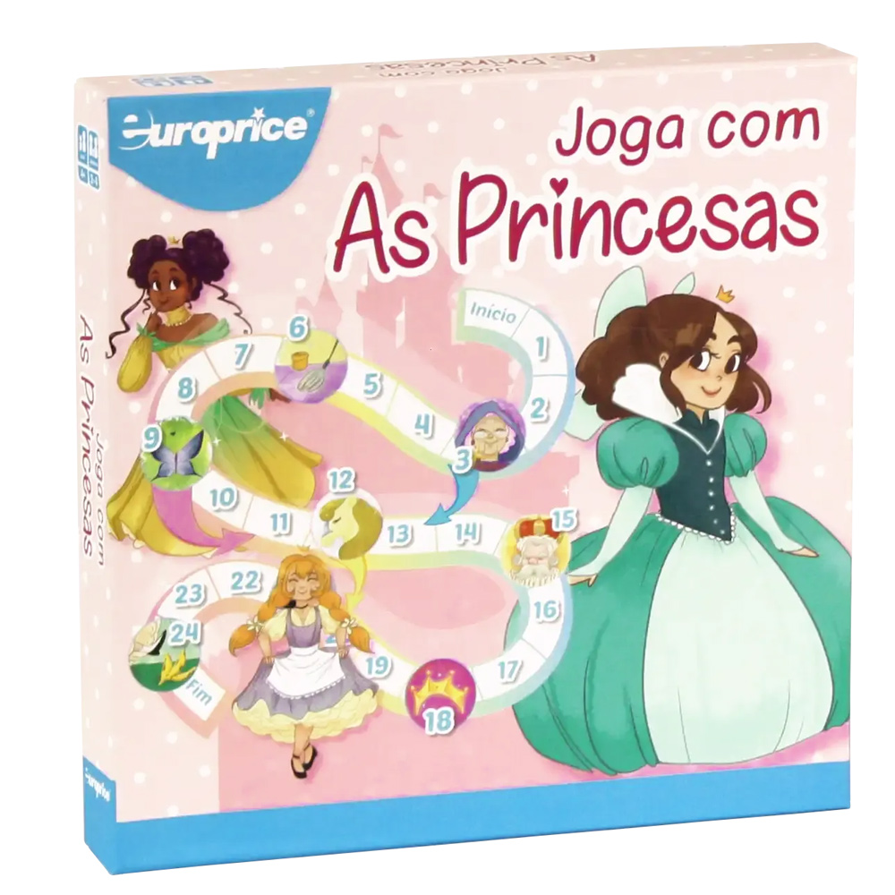 Imagem da caixa do jogo educativo Joga Com - As Princesas.