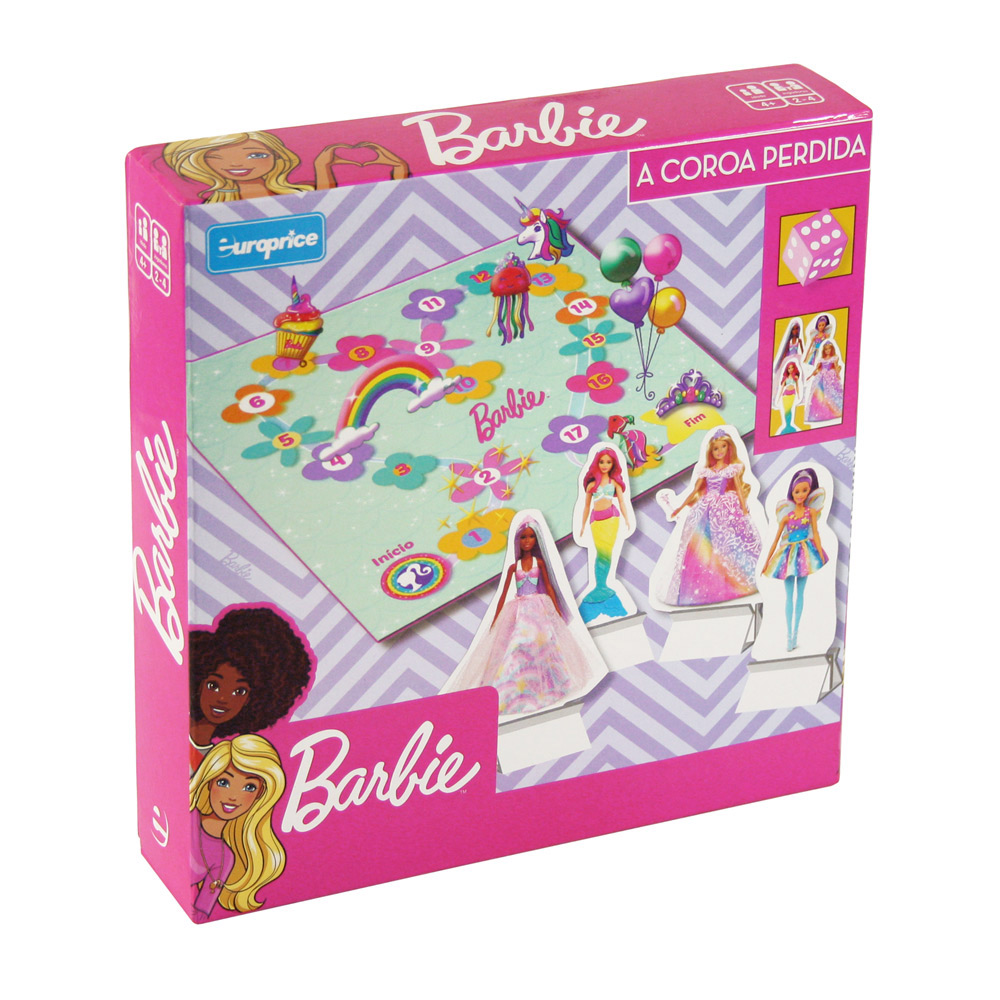 Imagem da caixa do jogo educativo Barbie - A Coroa Perdida.