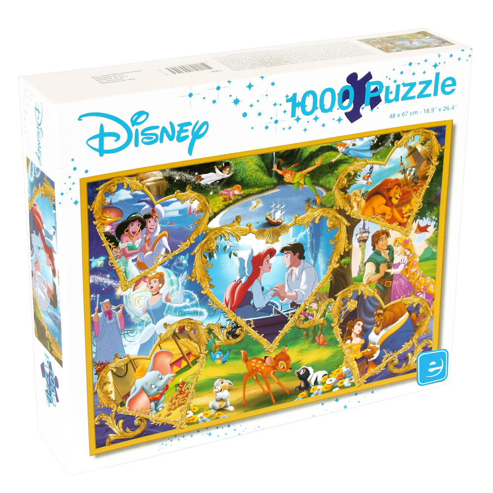 Imagem frontal do puzzle Disney 1000 pcs Corações de Ouro