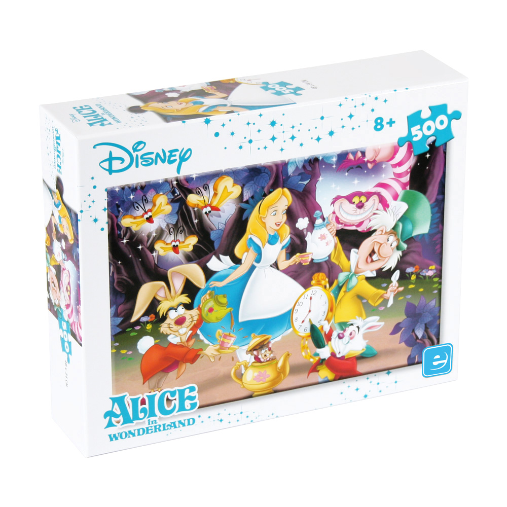 Imagem frontal do puzzle Disney 500 pcs Alice no País das Maravilhas