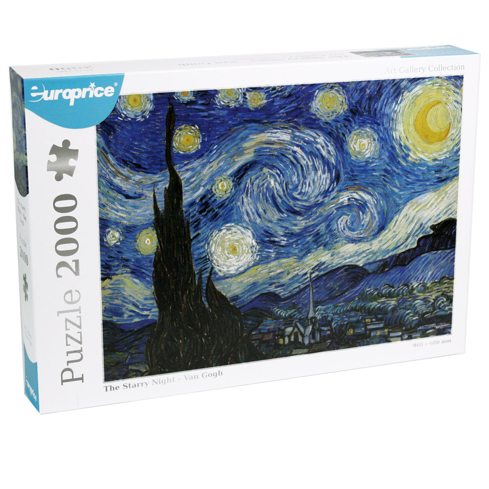Caixa do Puzzle Art Gallery Collection - Van Gogh 2000 Pcs, mostra a Noite Estrelada de Van Gogh.