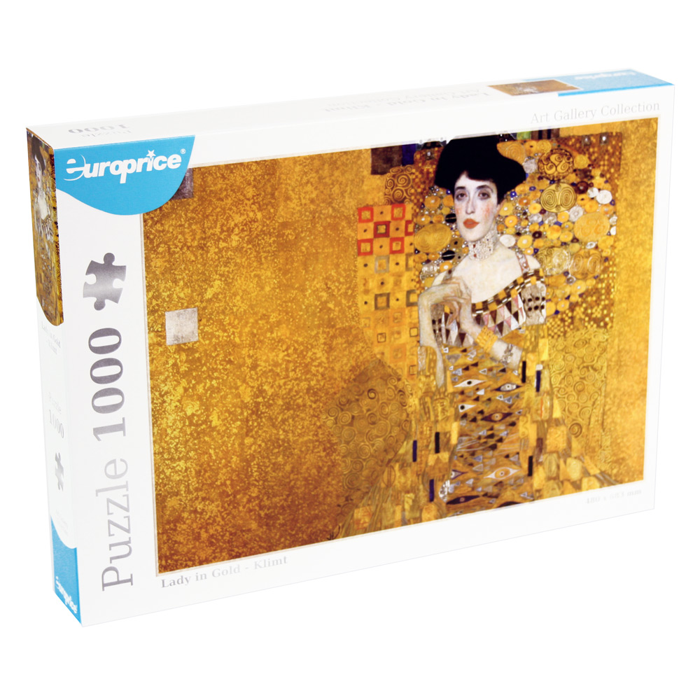 Caixa do Puzzle Art Gallery Collection - Klimt 1000, que mostra o quadro "O Retrado de Adele