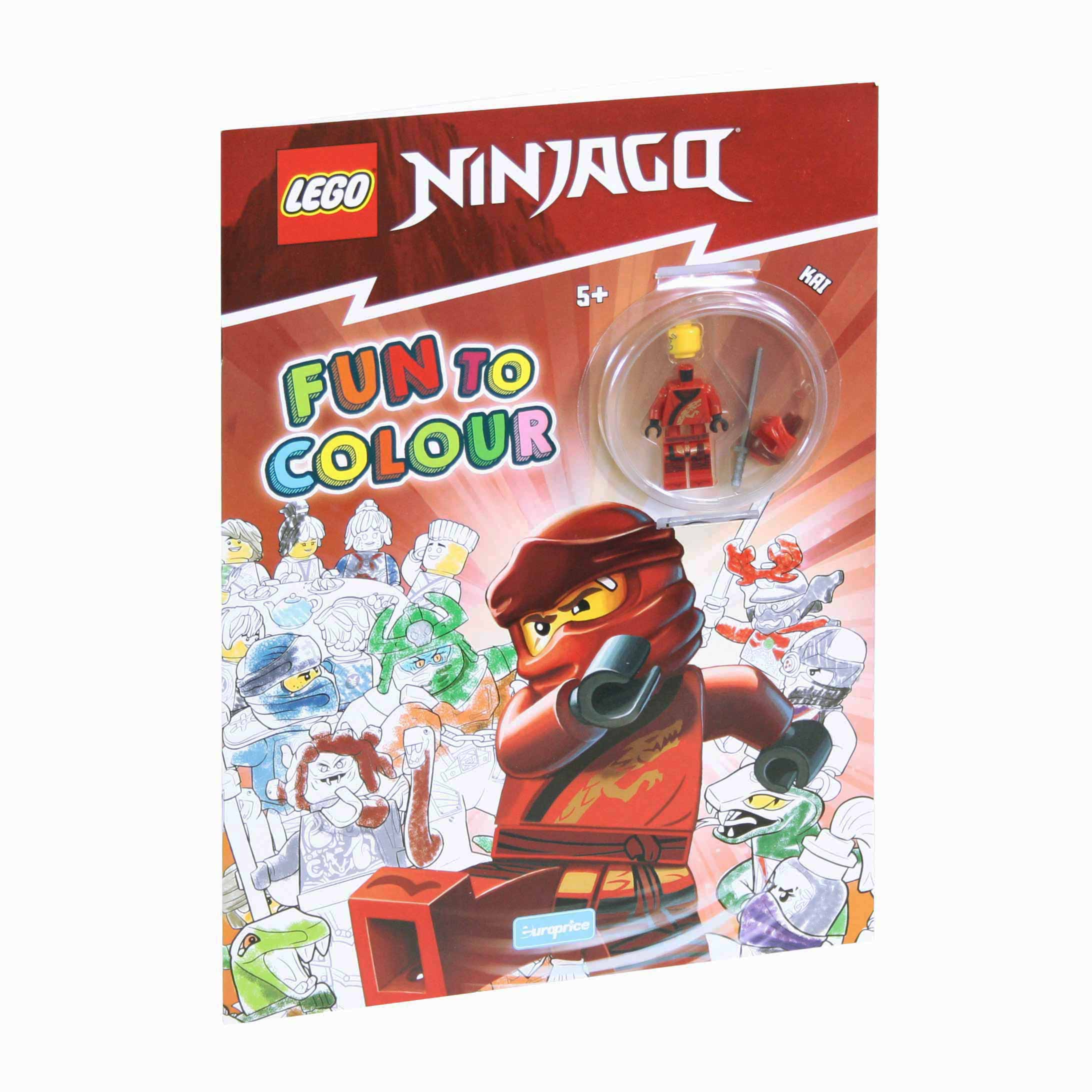 iMAGEM DA CAPA DO LIVRO DE PINTAR Lego Fun to Colour - Ninjago Kai com a minifigura