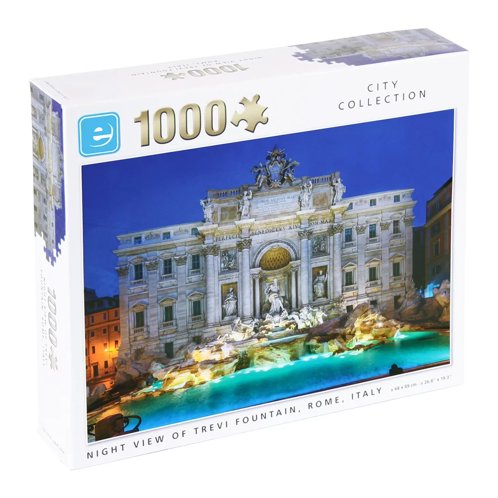 Caixa de Puzzle com 100 peças Vista Noturna Fonte de Trevi.